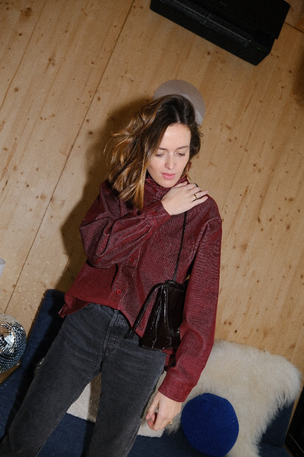 Lou Velvet Overshirt Burgundy