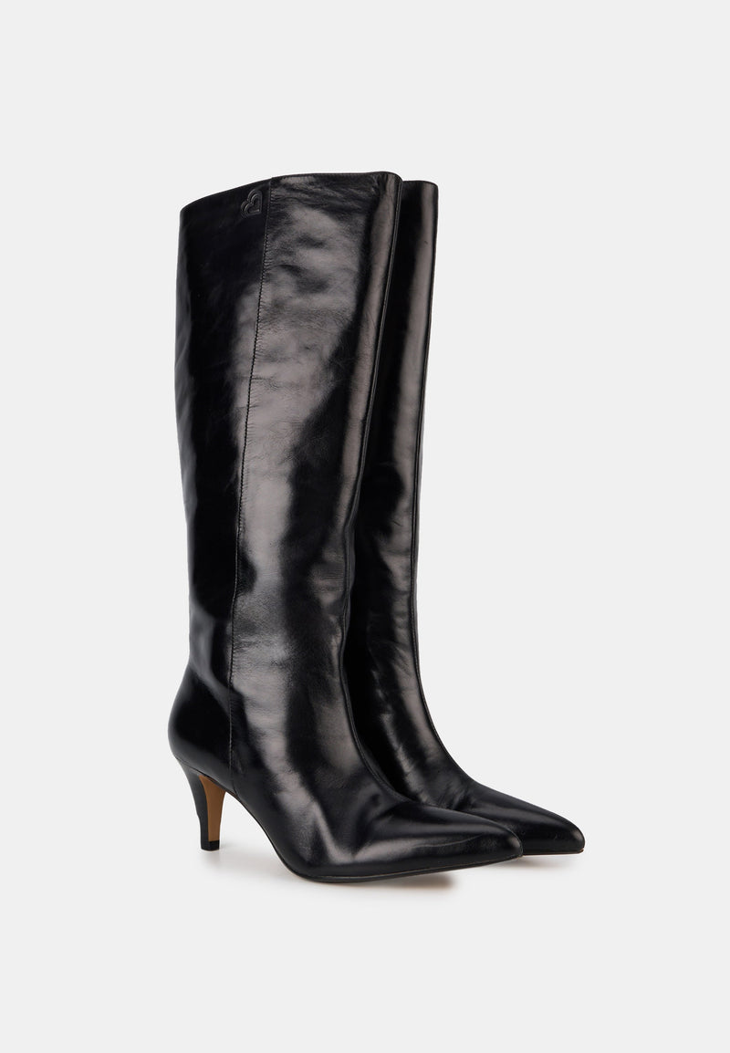 Bottes À Talons - Cuir Noir - Adriana