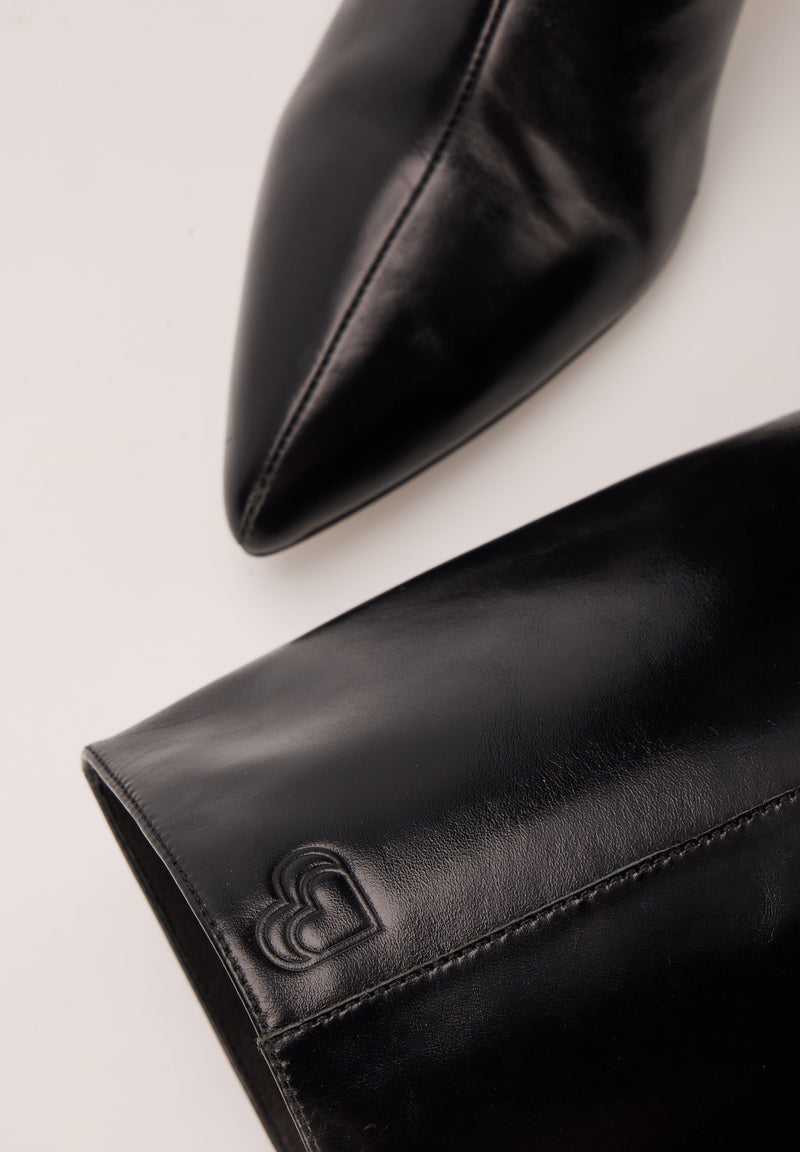 Bottes À Talons - Cuir Noir - Adriana