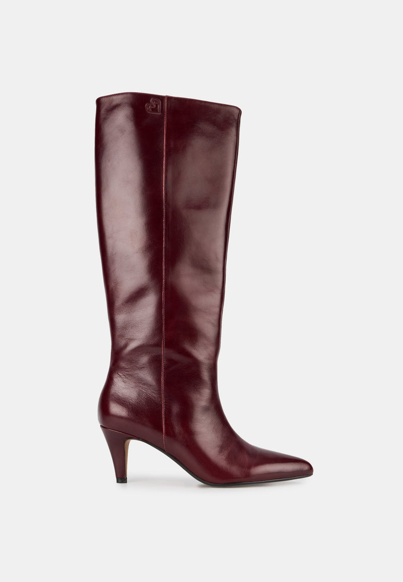 Bottes À Talons - Cuir Bordeaux - Adriana