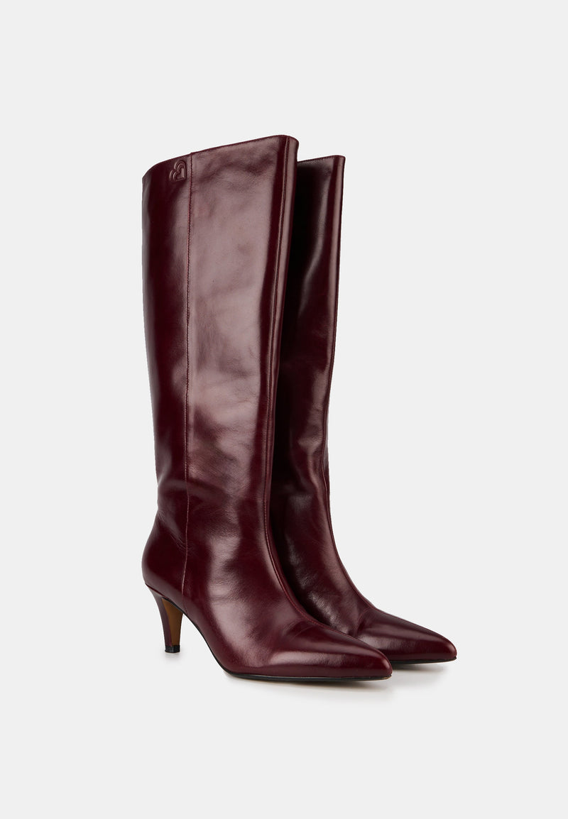 Bottes À Talons - Cuir Bordeaux - Adriana