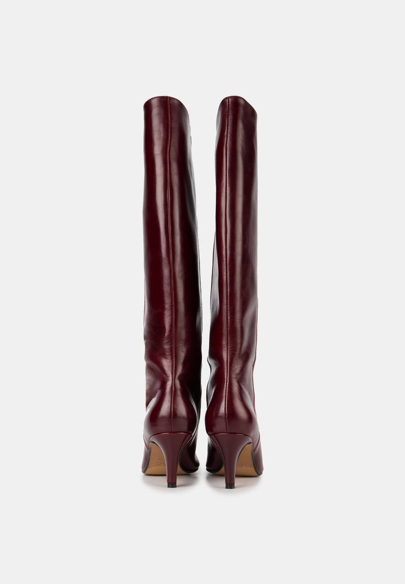 Bottes À Talons - Cuir Bordeaux - Adriana