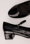 Babies À Brides - Cuir Brillant Noir - Alba