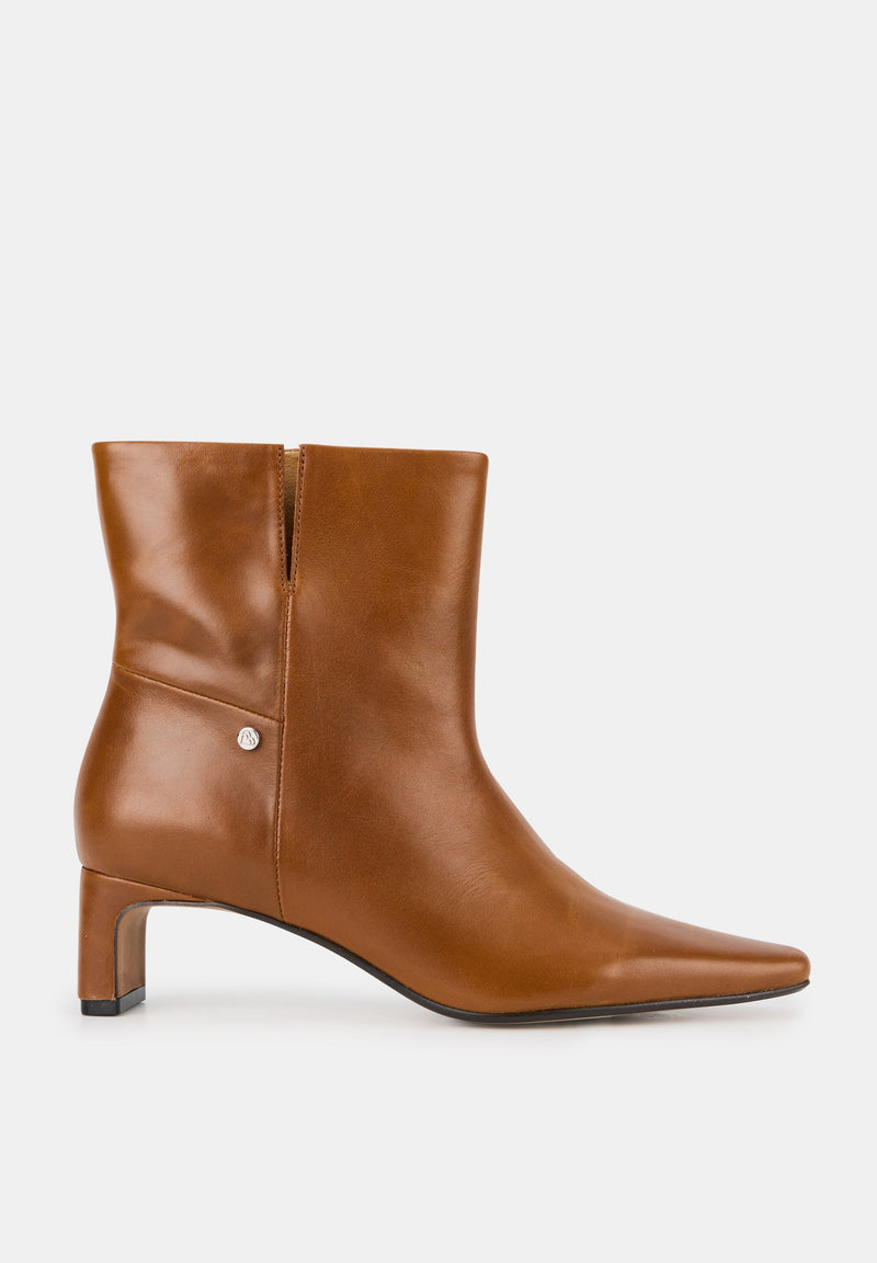 Bottines À Talons - Cuir Cognac - Alice