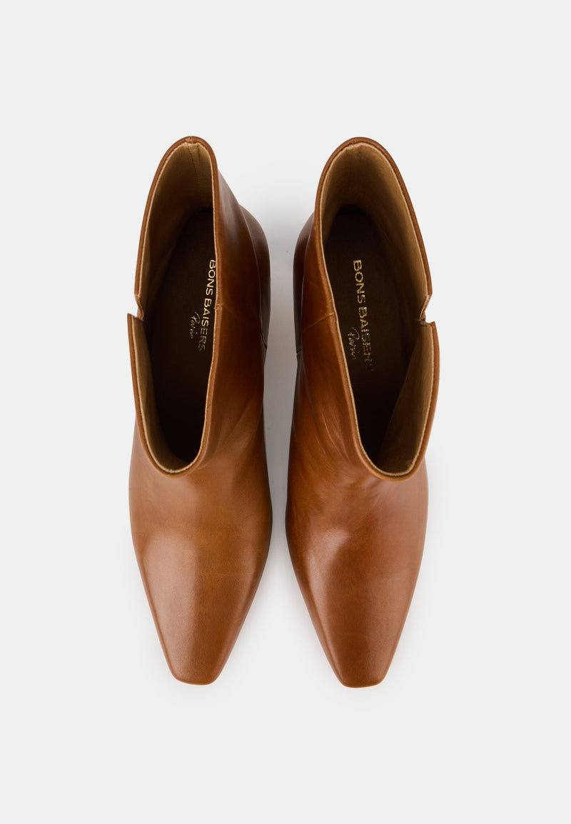 Bottines À Talons - Cuir Cognac - Alice
