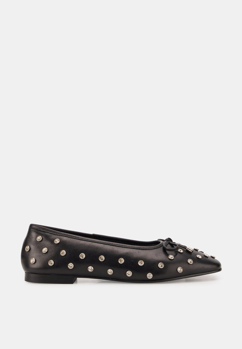 Ballerines - Cuir Noir Diamonds - Carmen