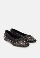 Ballerines - Cuir Noir Diamonds - Carmen