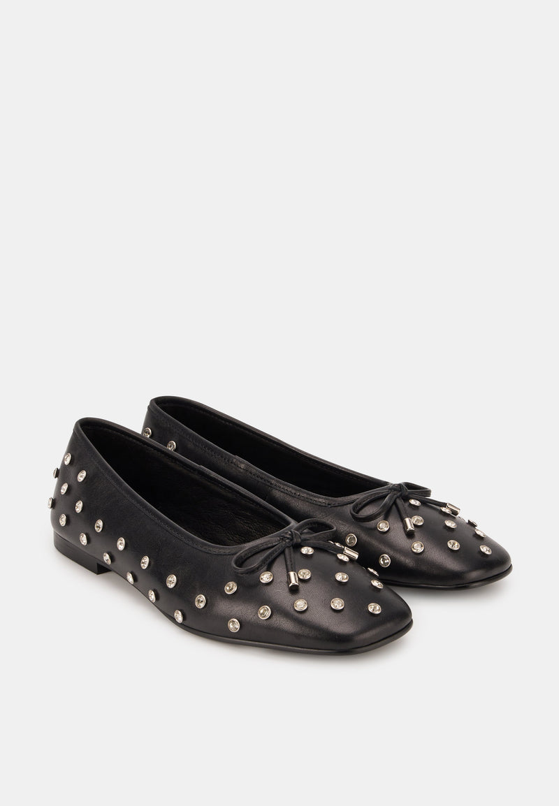 Ballerines - Cuir Noir Diamonds - Carmen