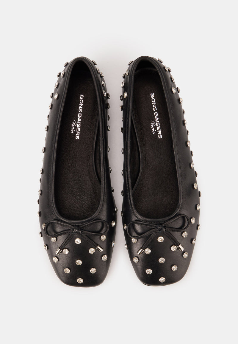 Ballerines - Cuir Noir Diamonds - Carmen