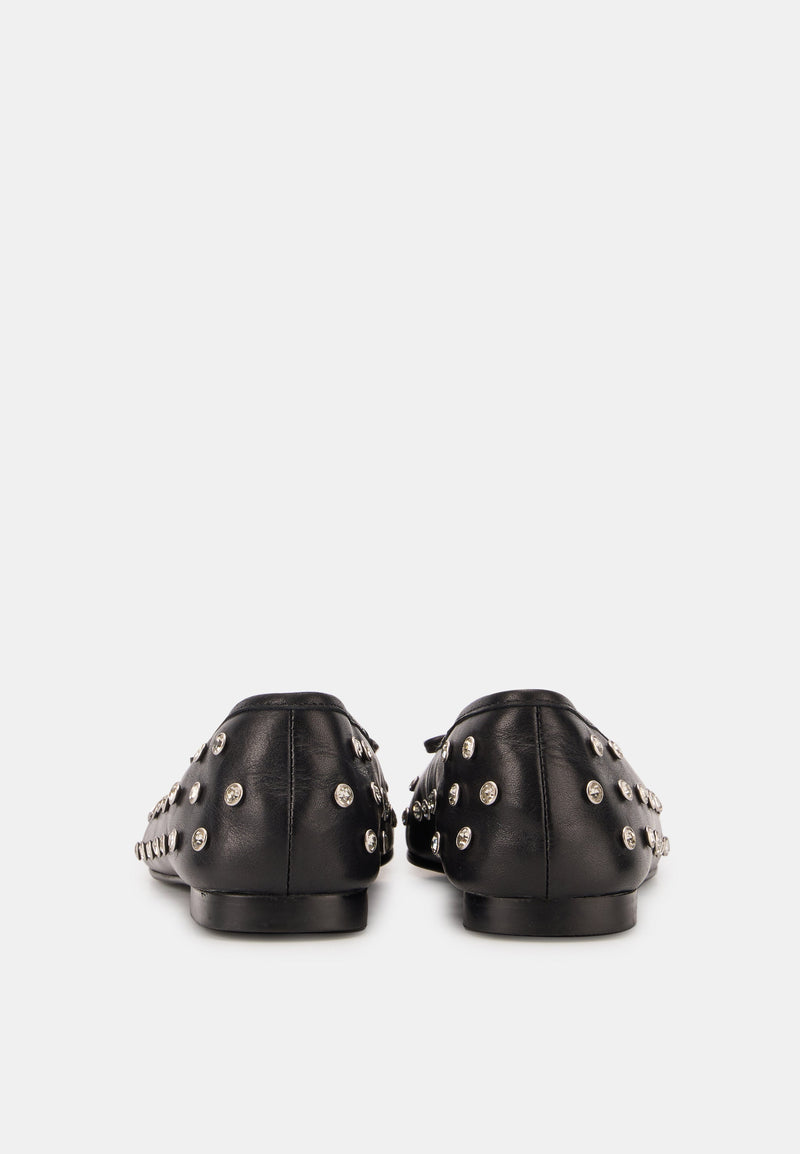 Ballerines - Cuir Noir Diamonds - Carmen