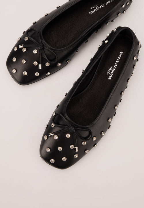 Ballerines - Cuir Noir Diamonds - Carmen
