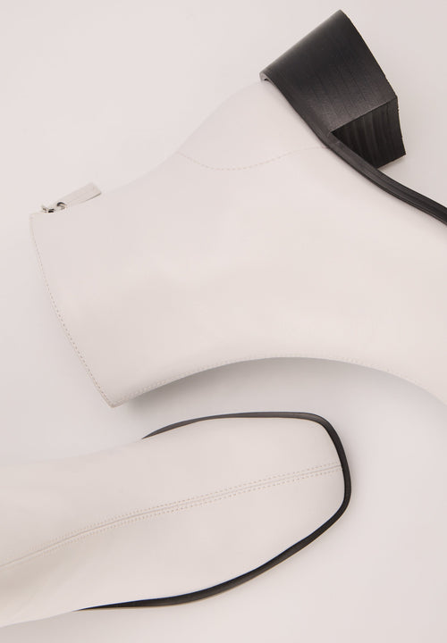 Bottines À Talons - Cuir Lisse Blanc - Coralie