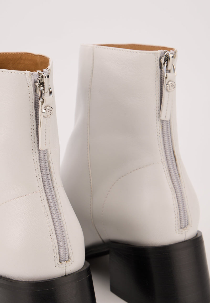 Bottines À Talons - Cuir Lisse Blanc - Coralie