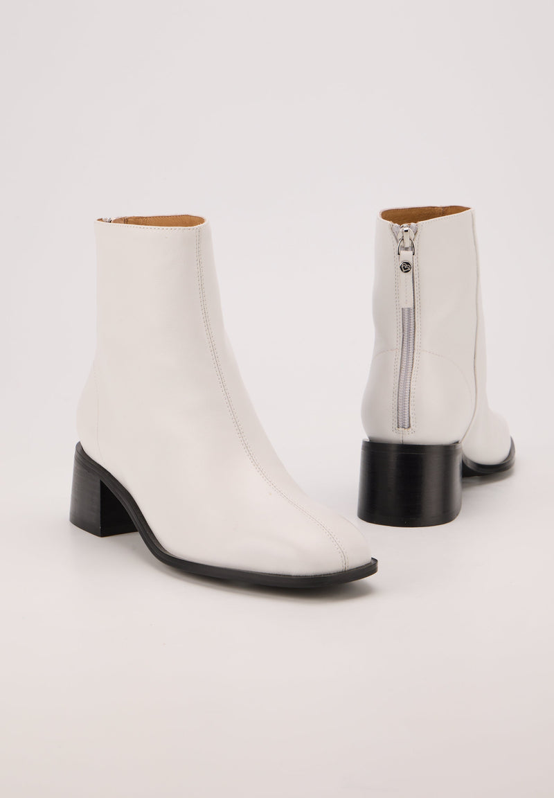 Bottines À Talons - Cuir Lisse Blanc - Coralie