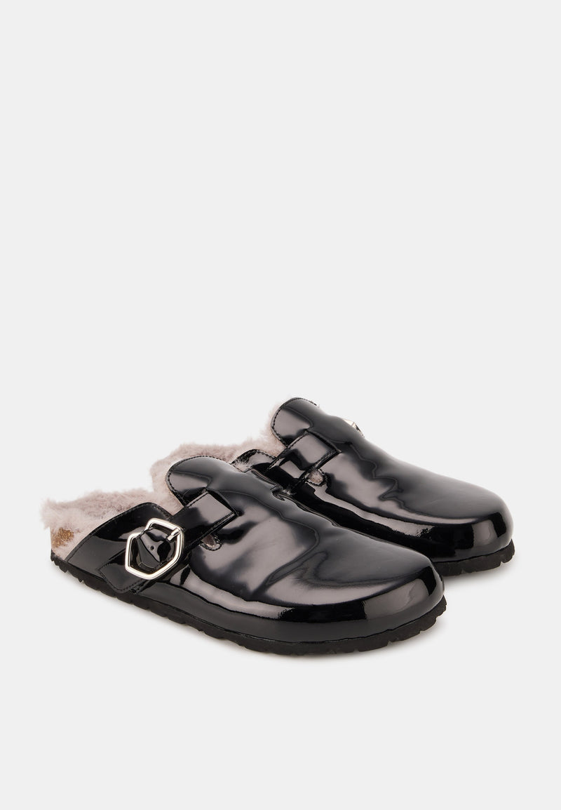 Mules - Cuir Brillant Noir - Dakota