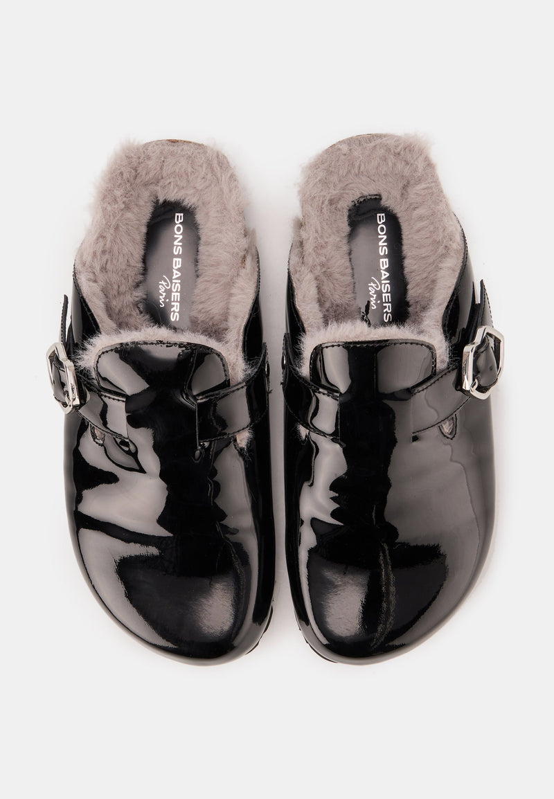 Mules - Cuir Brillant Noir - Dakota