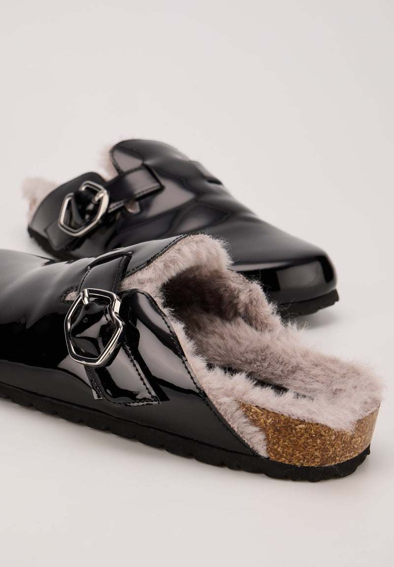 Mules - Cuir Brillant Noir - Dakota