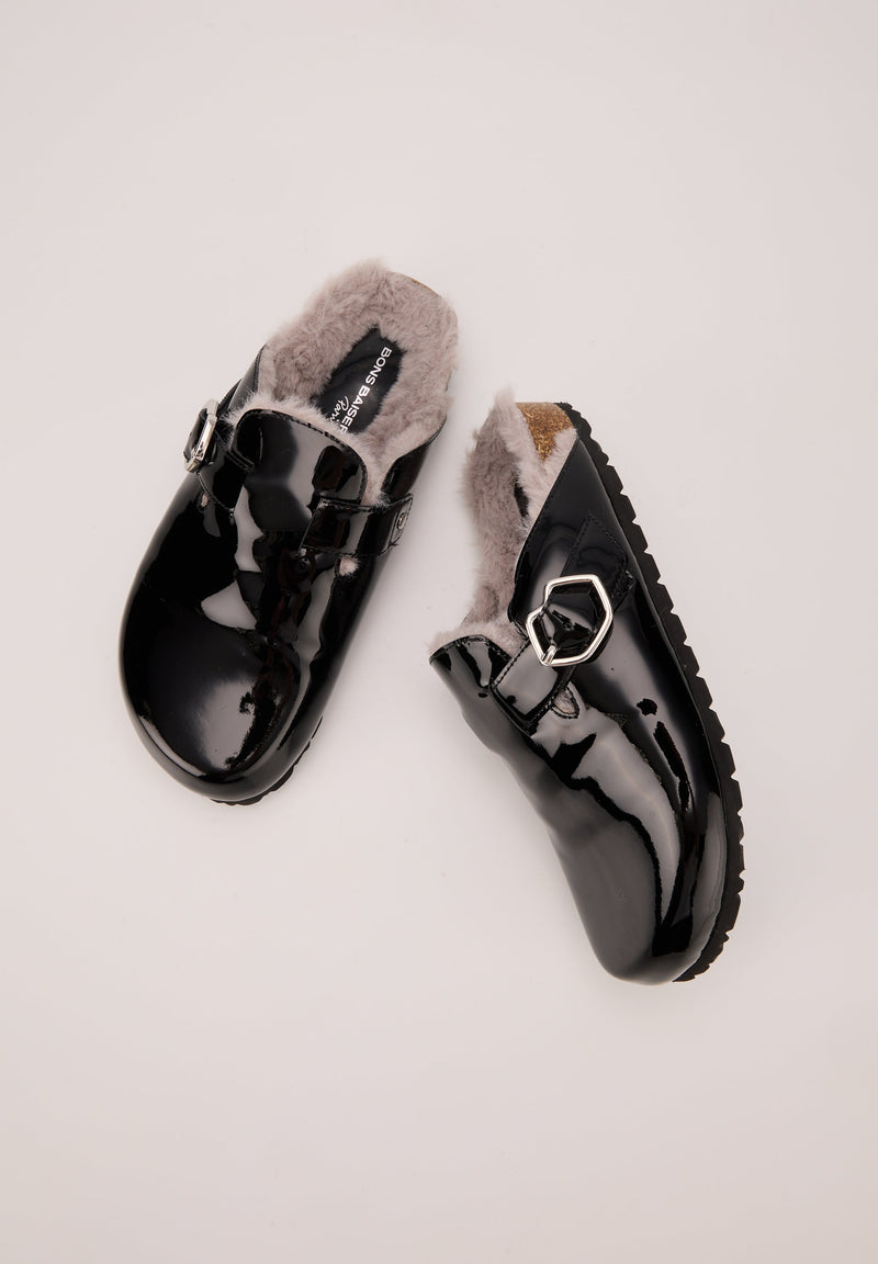 Mules - Cuir Brillant Noir - Dakota