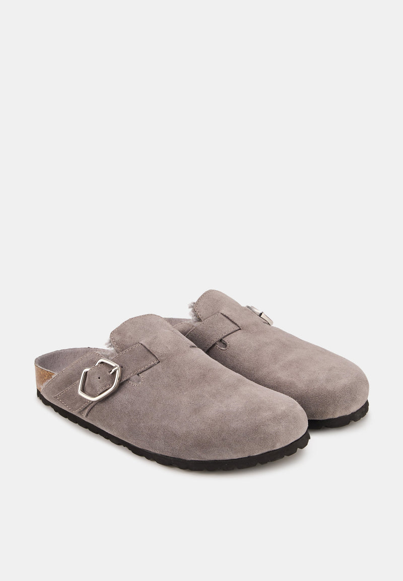 Mules - Cuir Suede Gris - Dakota
