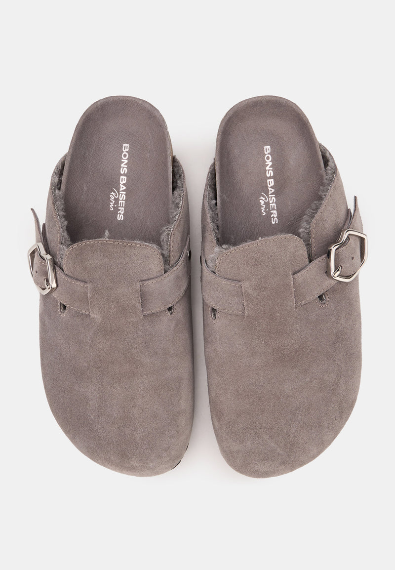 Mules - Cuir Suede Gris - Dakota
