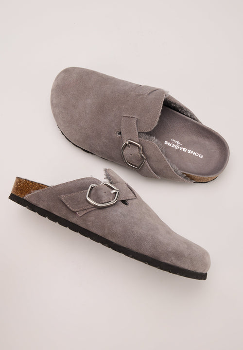 Mules - Cuir Suede Gris - Dakota