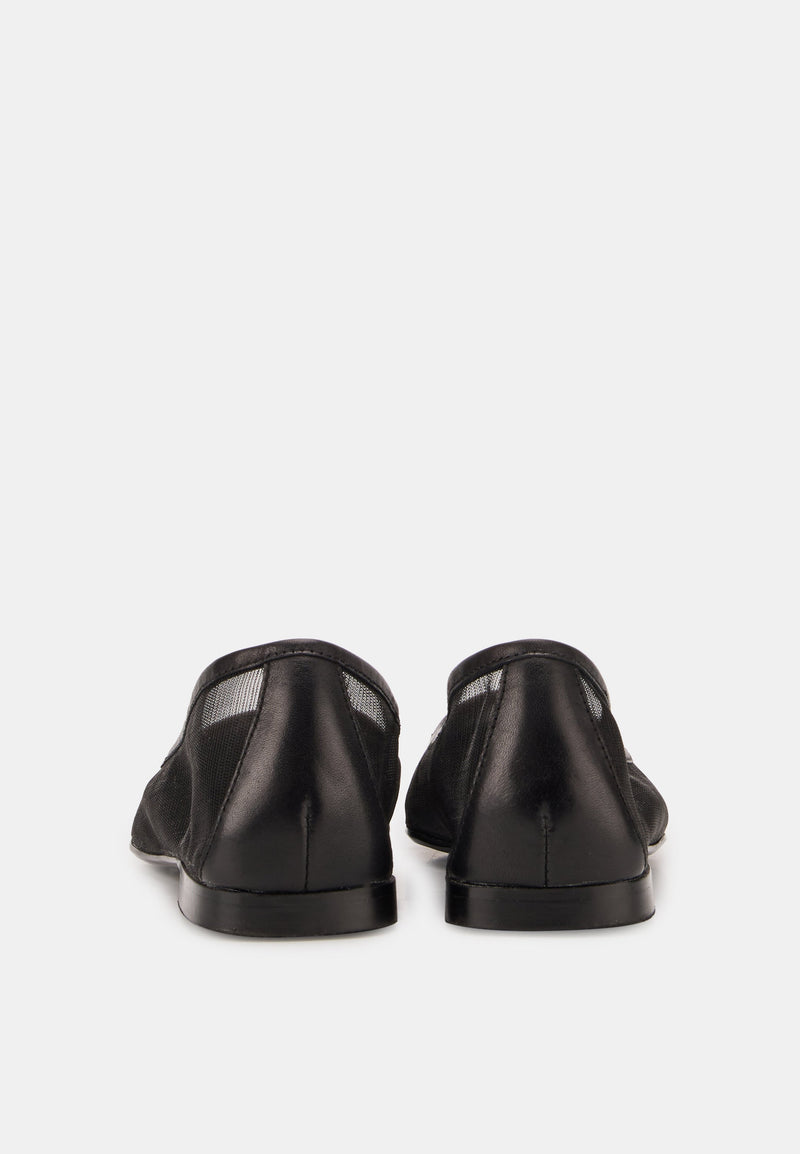 Ballerines - Resille Et Cuir Noir - Elisa