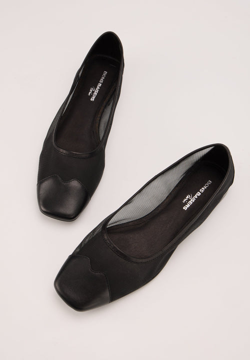 Ballerines - Resille Et Cuir Noir - Elisa