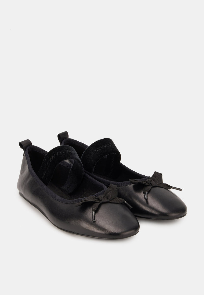 Ballerines À Brides - Cuir Noir - Félicie