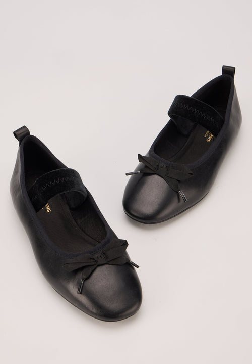 Ballerines À Brides - Cuir Noir - Félicie
