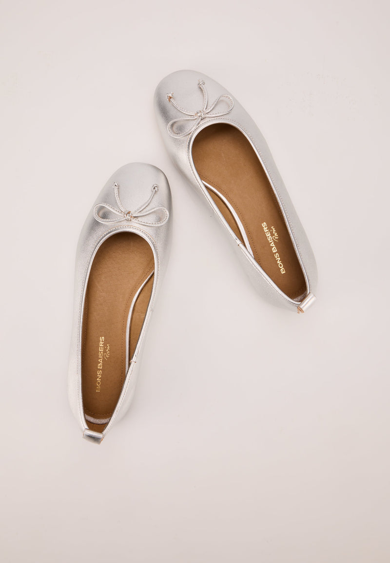 Ballerines - Cuir Métallisé Silver - Félice