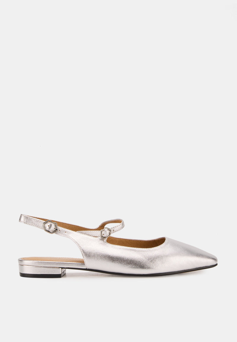 Slingbacks - Cuir Métallisé Silver - Héloïse