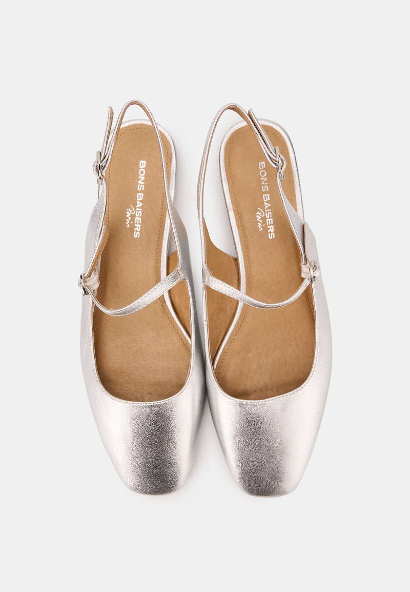 Slingbacks - Cuir Métallisé Silver - Héloïse