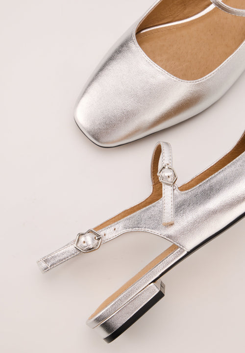 Slingbacks - Cuir Métallisé Silver - Héloïse