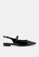 Slingbacks - Cuir Brillant Noir - Héloïse