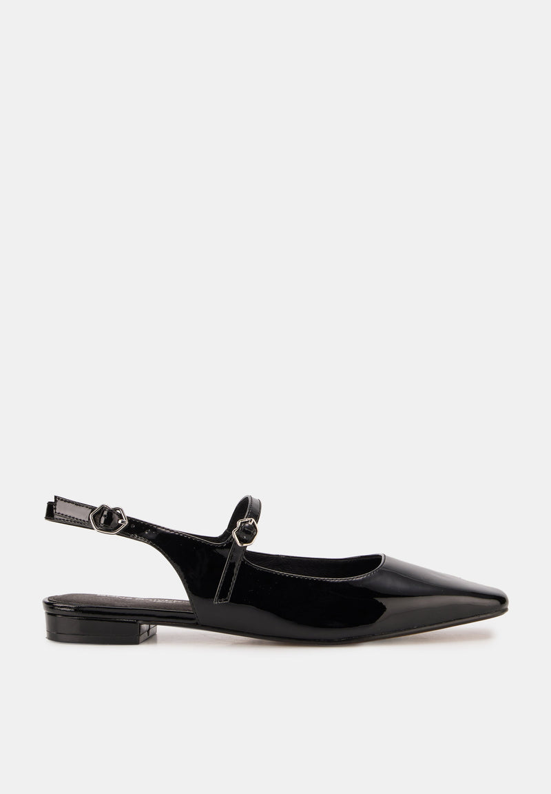 Slingbacks - Cuir Brillant Noir - Héloïse