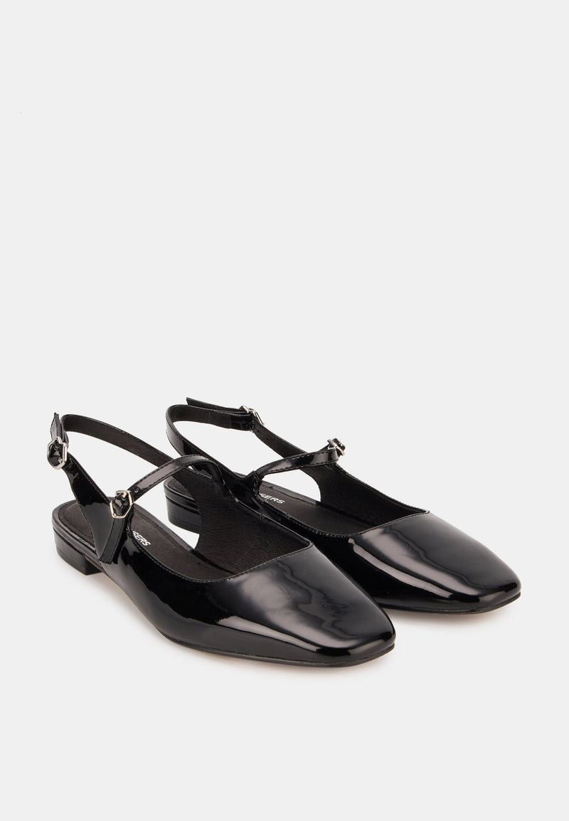 Slingbacks - Cuir Brillant Noir - Héloïse