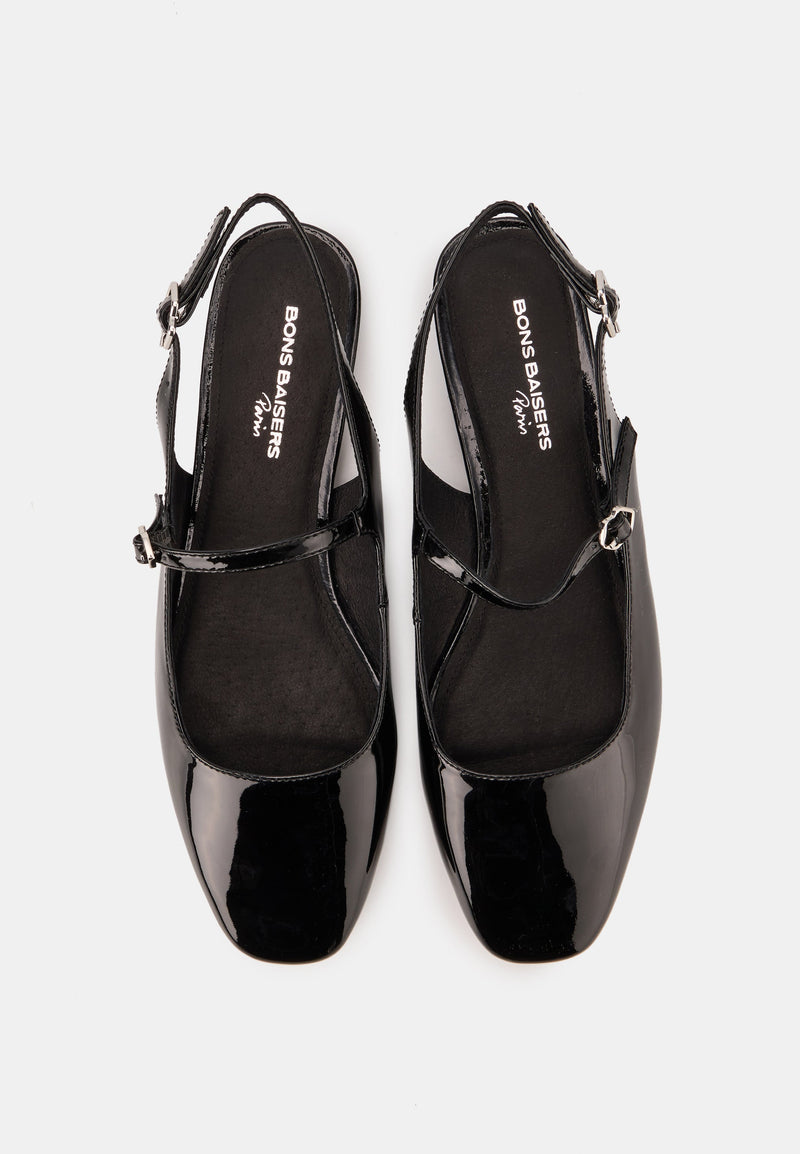 Slingbacks - Cuir Brillant Noir - Héloïse