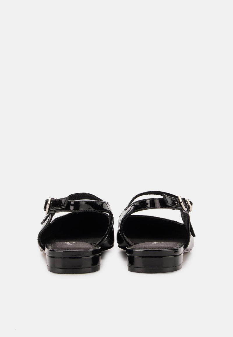 Slingbacks - Cuir Brillant Noir - Héloïse