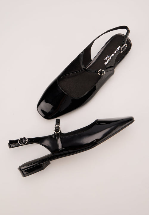 Slingbacks - Cuir Brillant Noir - Héloïse