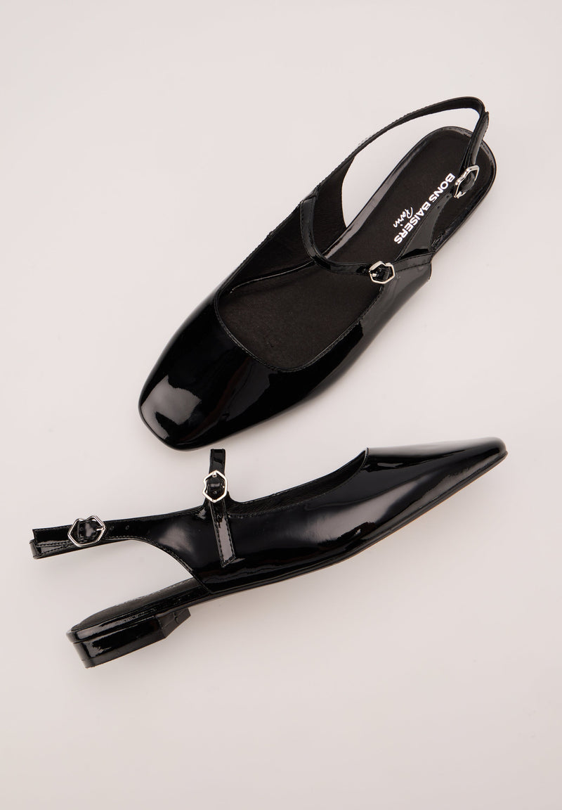 Slingbacks - Cuir Brillant Noir - Héloïse