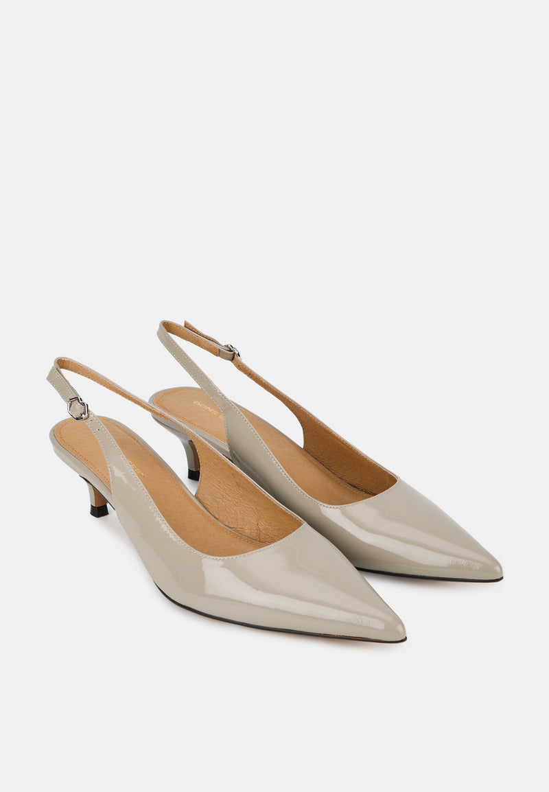 Escarpins Ouverts - Cuir Brillant Gris - Janet