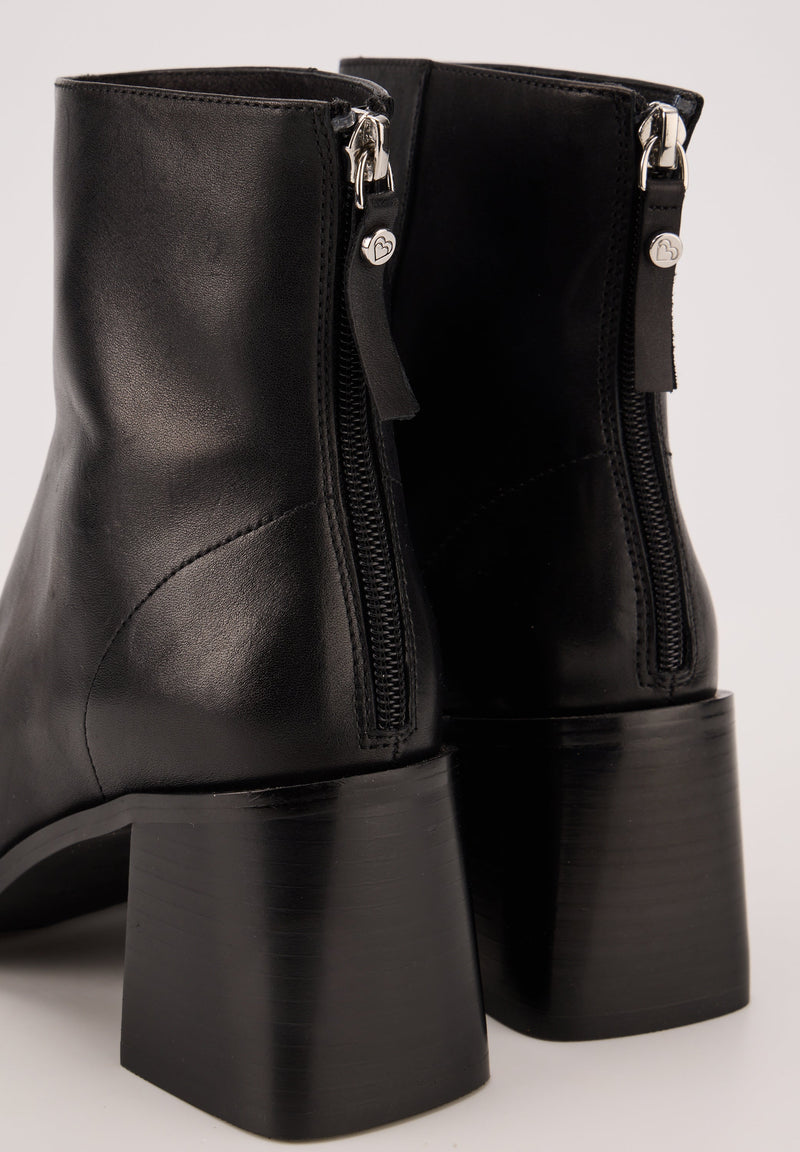 Bottines À Talons - Cuir Lisse Noir - Lennie