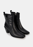 Bottines Western - Cuir Brillant Noir - Nour