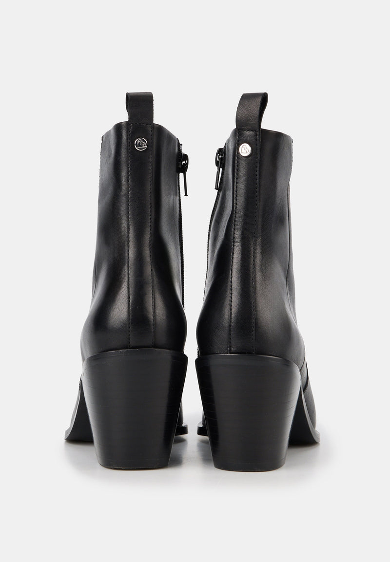 Bottines Western - Cuir Brillant Noir - Nour