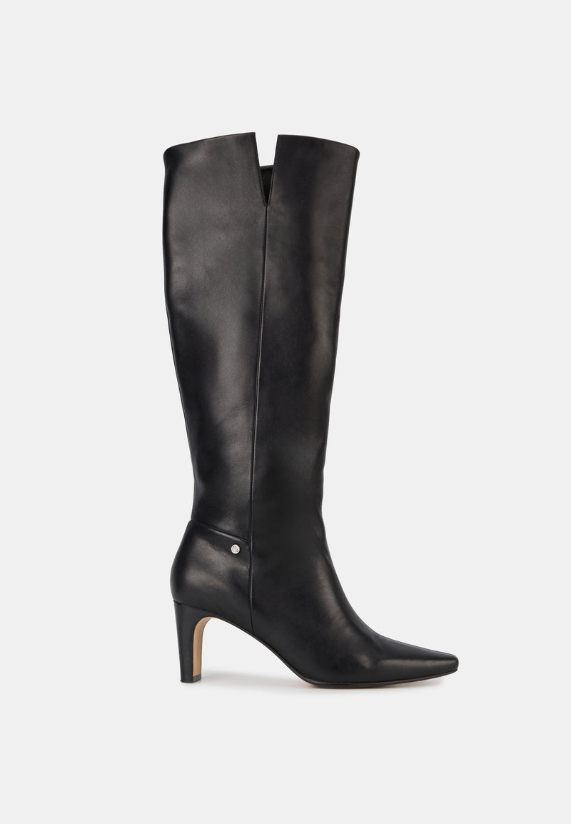 Bottes À Talons - Cuir Lisse Noir - Paola
