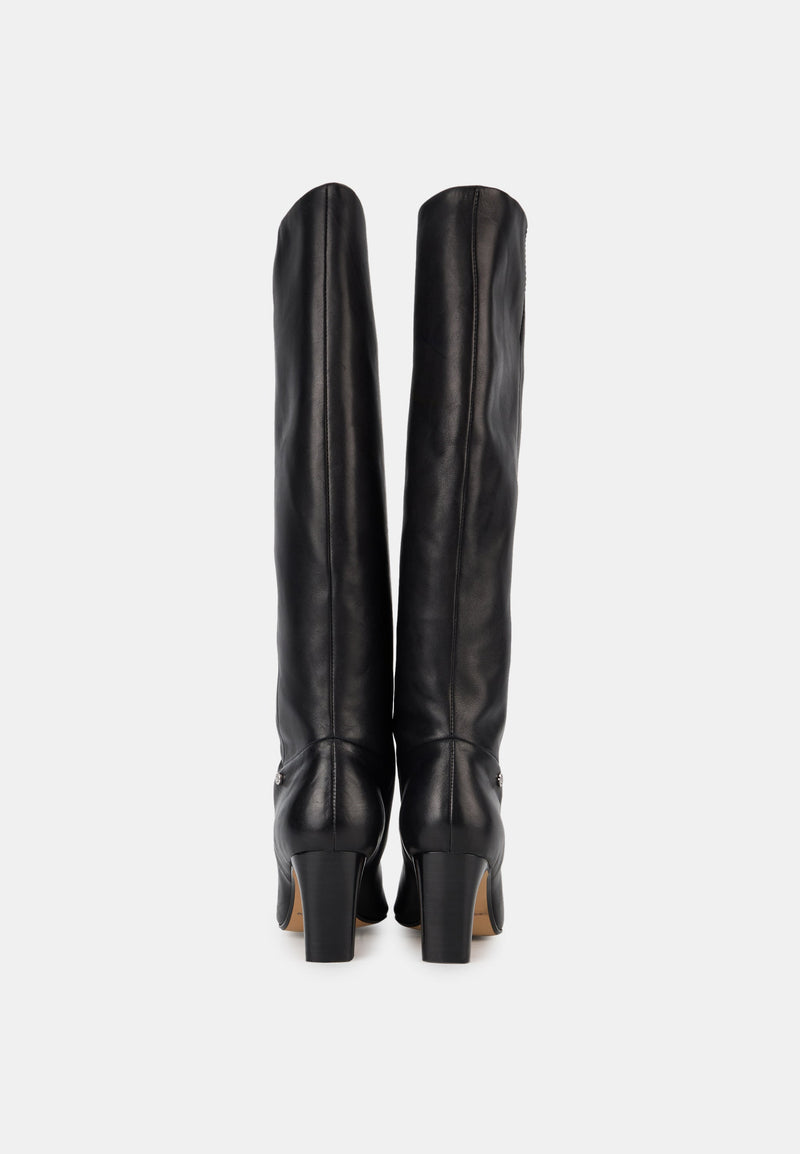 Bottes À Talons - Cuir Lisse Noir - Paola