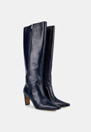 Bottes À Talons - Cuir Brillant Navy - Paola