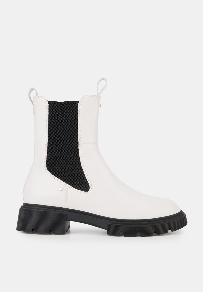 Bottes Crantées- Cuir Lisse Blanc - Patti