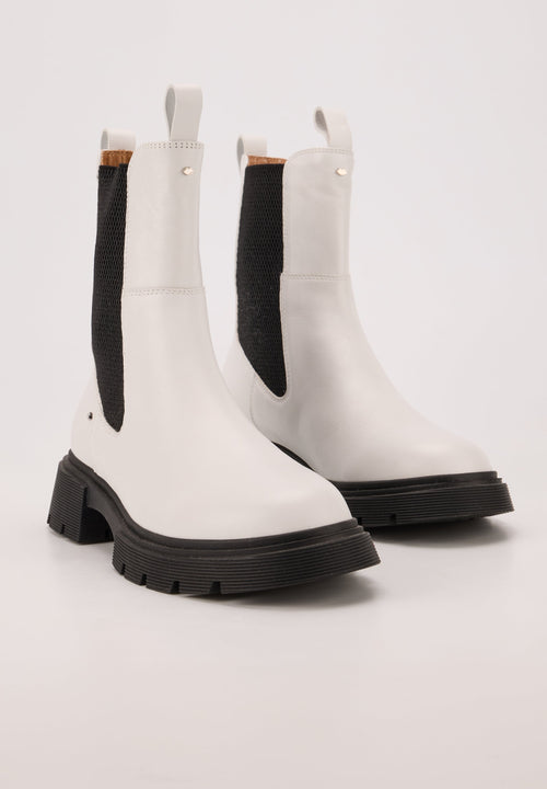 Bottes Crantées- Cuir Lisse Blanc - Patti