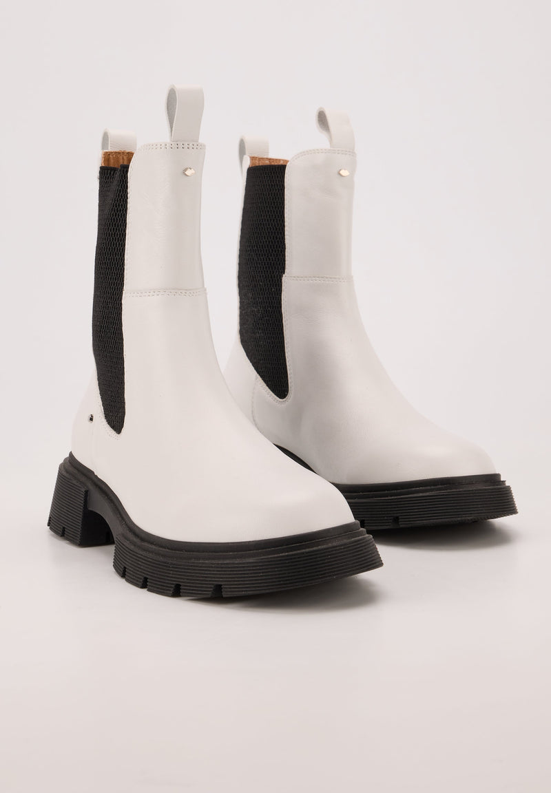 Bottes Crantées- Cuir Lisse Blanc - Patti